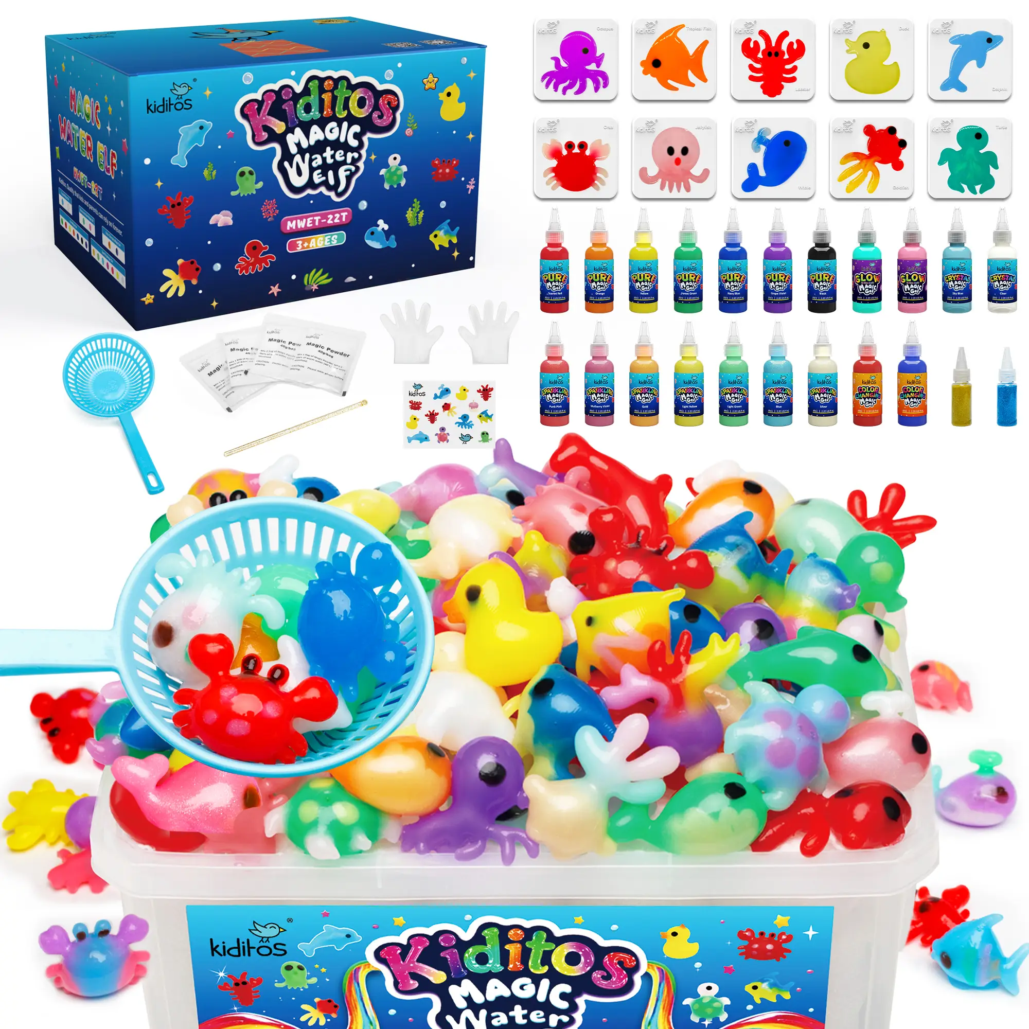 Kiditos Magic Water Elf Toy Kit with Magic Gels, Molds - Imaginative Play, Christmas Gifts, Birthday Gifts, Party Favors, and Family-Friendly DIY STE