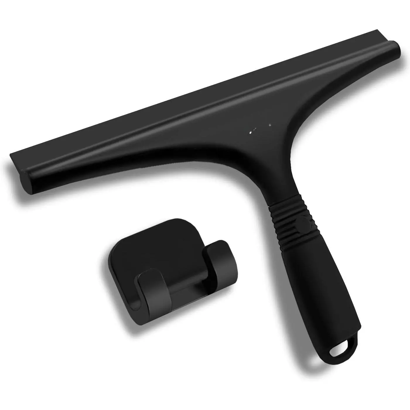 10-in Black Silicone All-Purpose Squeegee, Home Care Window Cleaning Tool for Bathroom Glass Doors, Mirrors