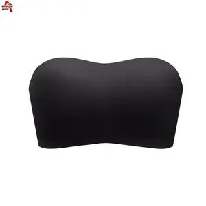 Women's Strapless Bra with Cross Side Buckle Design Comfortable Support Bandeau Bra in Black Pink Beige and Tan