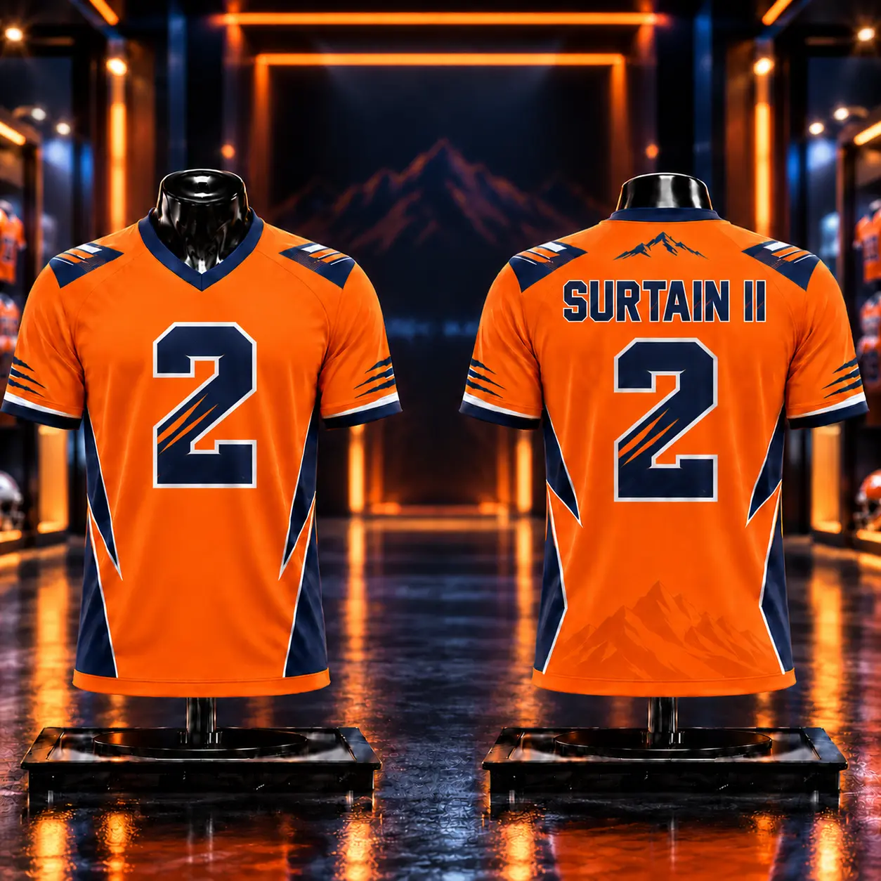 Pat Surtain II #2 (Cornerback) Football Jersey, Orange and Navy Blue Fan Jersey, Pat Surtain Premium Sports Apparel, Game Day Outfit, Football Fans Gift for Men Women