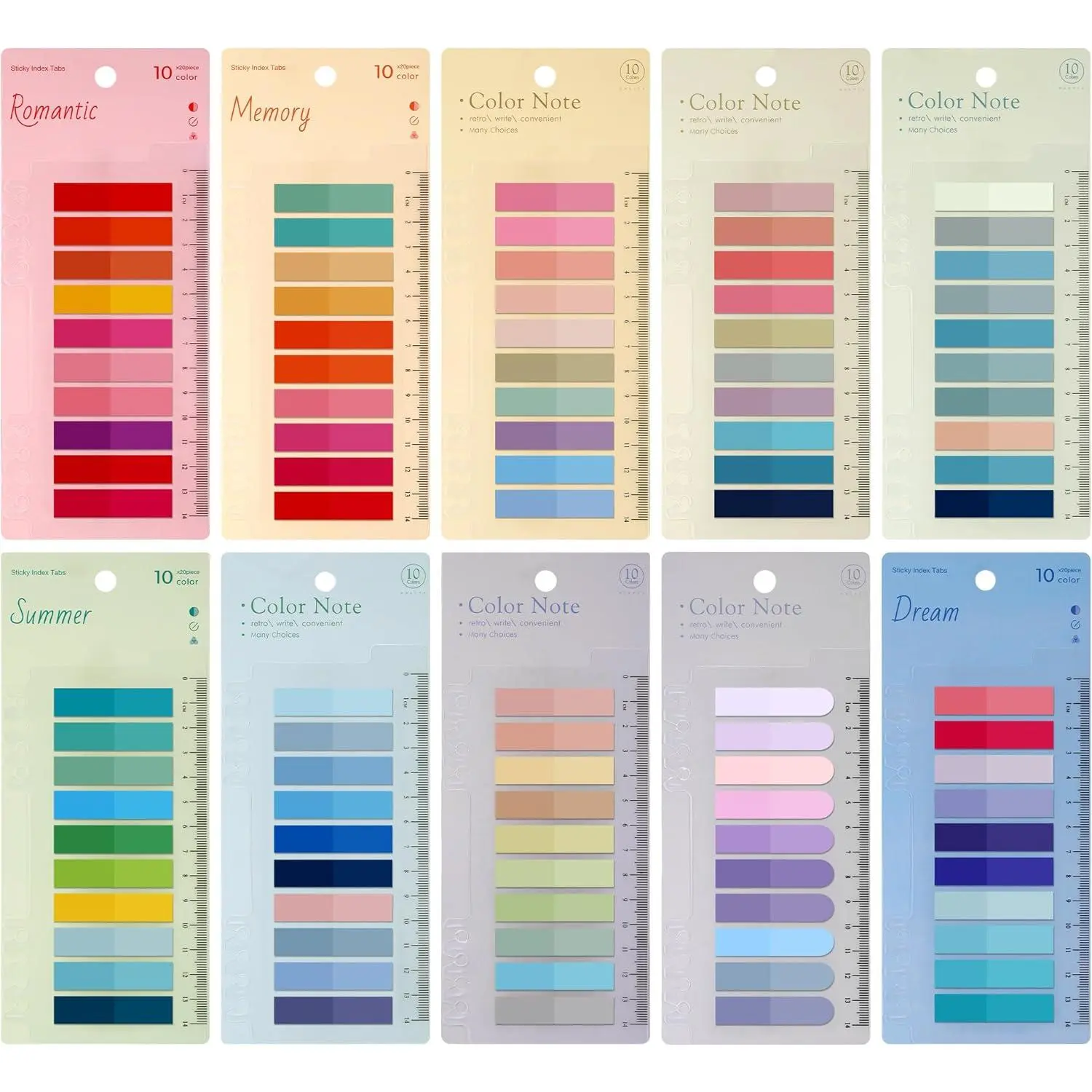 Book Tabs for Annotating, 2000 count Sticky Tabs with Ruler, Transparent Sticky Notes for Binders, Page Markers for Notebooks, Multi-Colored Writable and Repositionable Book Flags Strip Index Tabs