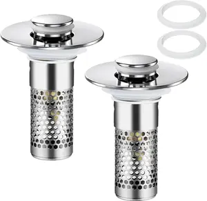 Upgrade Multipurpose Drain Hair CatcherPortable Shower Drain Hair Stopper with rubberLeakproof Ring, Universal Drain Cover Hair Filteifor Sink Bathtub Shower,Stainless Steel MetalPop Up Sink Stopper, Anti-clogging filter, HomeAccessories