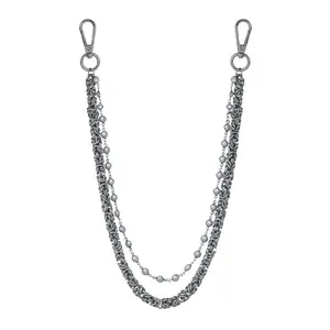 Double Layer Pearl Pant Chain – Silver Tone Beaded Chain