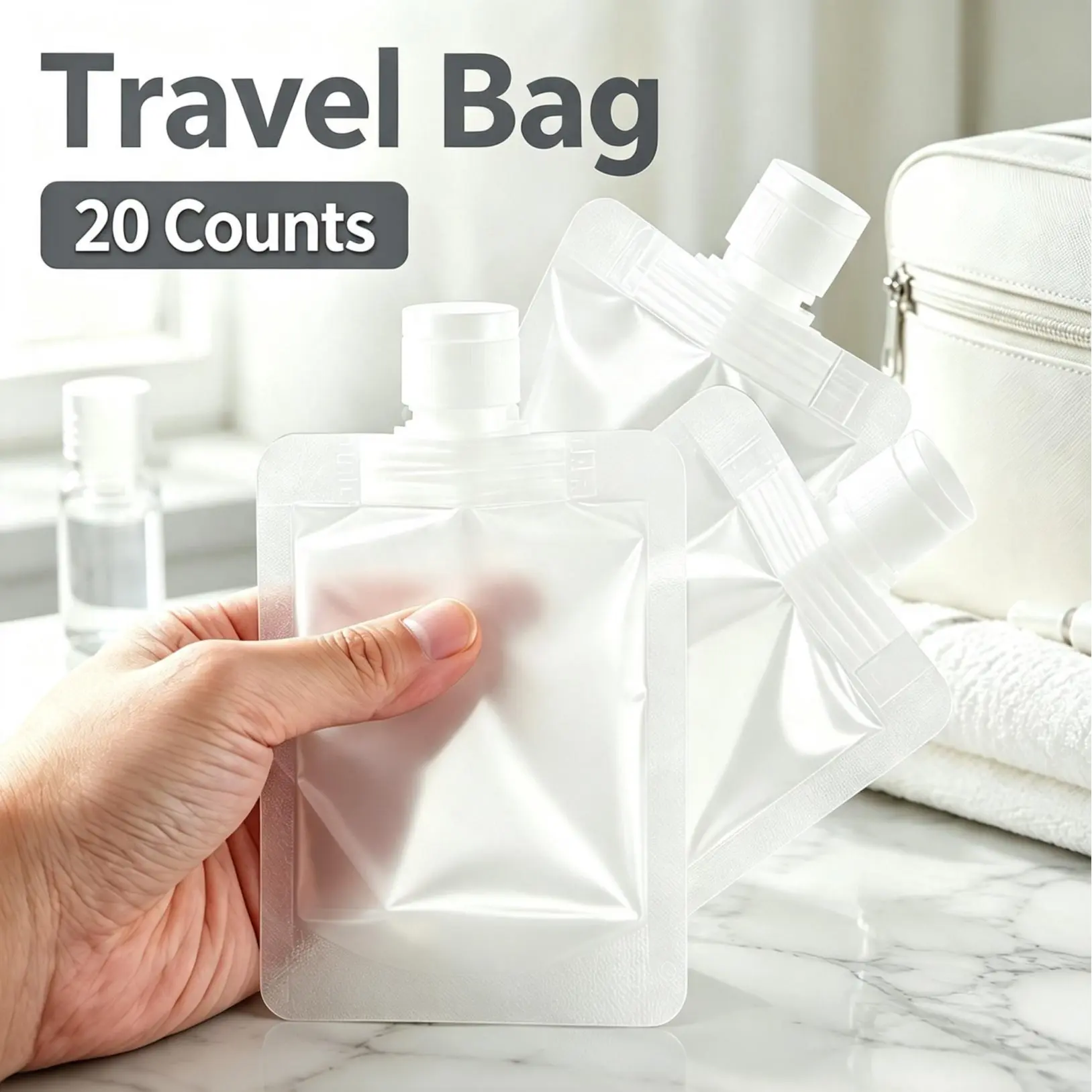 Reusable Liquid Pouches for Travel, 10/20/30 Counts Portable Leakproof Containers for Picnic and Outings resealable bag plastic flask
