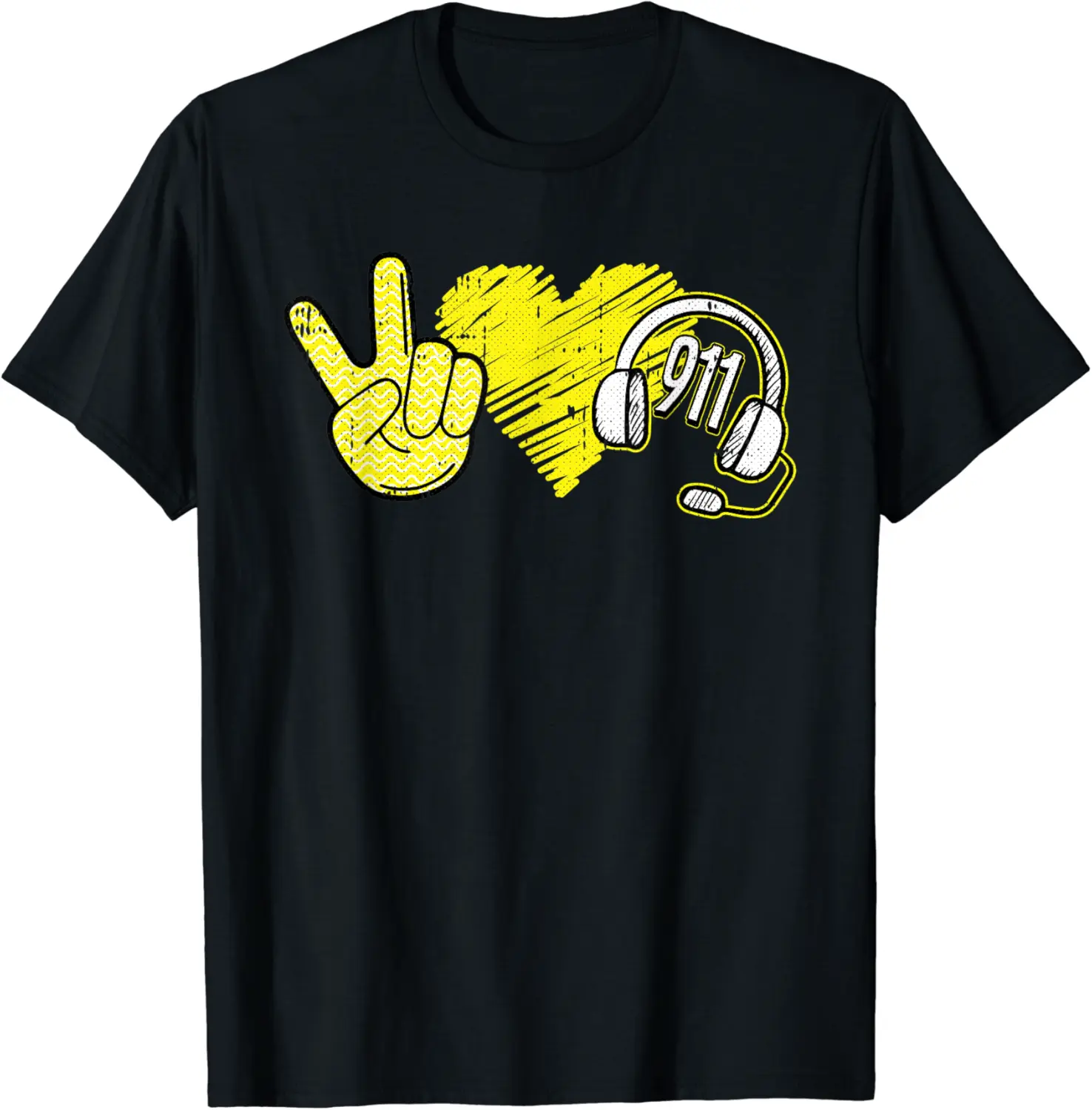 Peace Love 911 Dispatcher Thin Gold Line Dispatch Operator T-Shirt - Davidmat Shop 72B0952JRQFJ