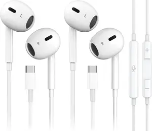 2 Pack Wired Headphones USB C with Mic & Remote Control Noise Cancelling Wired Type C Earbuds Headphones Compatible for iPhone 17/17 Pro/17 Pro Max/Air/16 15 Pro Max