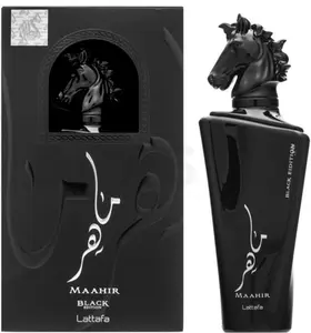 Lattafa Perfumes | Maahir Black | Eau De Parfum | Men's Fragrance | 3.4 oz - 100 ml | Woody - Fresh - Spicy Notes