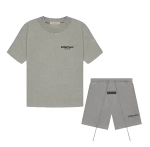 (Tee and shorts) Fear of God Essentials T-shirt & Shorts Set Dark Oatmeal OVER SIZE Casual Wear Comfortable Fit Simple Design Versatile Everyday Wear Menswear Tops Crewneck ShortSleeve Tropical
