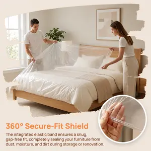 Transparent plastic mattress cover, suitable for handling and storage, heavy-duty waterproof and dustproof mattress protector, disposable/reusable mattress bag, prevents dirt, dust, and bed bugs, standard size 240cm*470cm