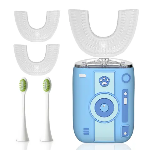 YEKLIKE Adult Sonic Automatic Electric Toothbrush, 360° Oral Cleansing, Stain Whitening, 3-Way Gum Care Mode, IPX7 Waterproof Rechargeable, 3 U-Shape + 2 Straight Handle Brush Heads, Travel-Ready for Home & Travel Use