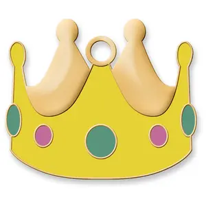 Crown Tag - Cool Pet ID Tag with Free Engraving, 30mm x 30mm, Zinc Alloy Finish, Steel Ring Included, Stylish and Durable for Pet Owners.