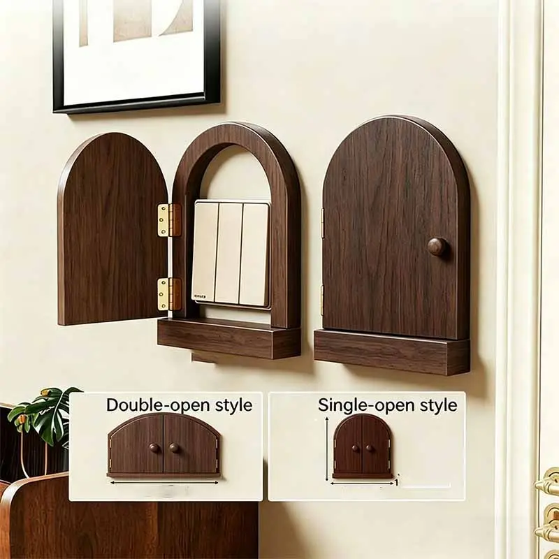 Handmade Natural Wooden Power Socket Cover, Dustproof Decorative Versatile Interior Outlet Protector, Wall Mounted for Living Room Bedroom Kitchen Guesthouse