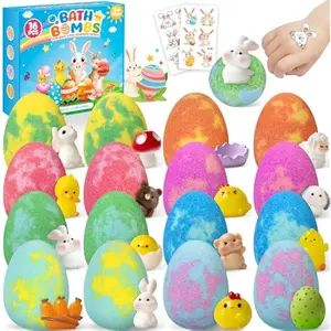 Bath Bombs for Kids with Surprise Inside, 16 Pack Easter Kid Bath Bombs Gift Set, Easter Gifts for Kids Bubble Bath Bomb for Boys Girls with Toys Inside, Easter Basket Stuffers & Easter Egg Fillers