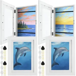 4Pcs Kids Art Frame Changeable 8.5x11 Letter Size Display with Mat Kids Artwork Frame Front Opening Artwork Frames for Kids Art Decorative Art Frames for Kids Art Holds 50-100 Works of Art for,White