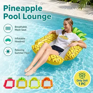 Fruit-Shaped Inflatable Pool Float for Adults, Large Floating Water Hammock with Cooling Mesh Bottom and 4 Tube Support, Heavy Duty PVC Summer Lounge Chair, Portable Swimming Lounger for Travel and Vacation Fun, for Pool, Beach, Lake and River Drifting
