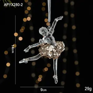 Transparent Acrylic Sequin Snowflake Pendant Christmas Tree Hanging Ornament Decor-2 PACKS