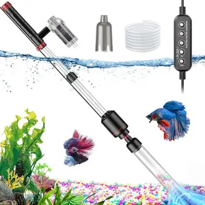 24W Aquarium Vacuum Gravel Cleaner: Electric Fish Tank Cleaner Vacuum with Strong Suction for Automatic Water Change, Algae Cleaner Sand Wash Water Shower and Water Circulation, Timed Off