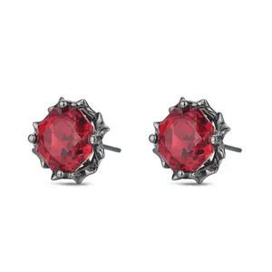 “New S925 Sterling Silver Dark Thorn Rose Cut CZ Stone Screw Back Earrings”