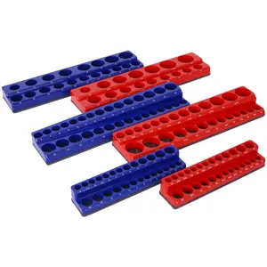 Magnetic Socket Organizer Set, 6-Piece Socket Holder Set Includes 1/4", 3/8", 1/2" Drive Metric SAE Socket Trays