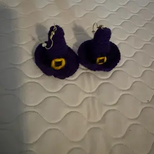 Witch Hat Earrings - Purple Design with Yellow Belt Detailing