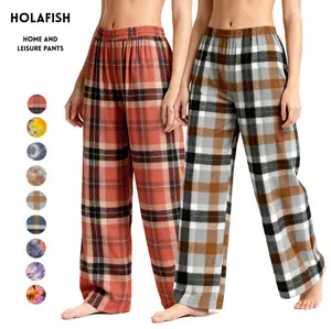 Holafish Unisex Home And Leisure Pants Pajama Pants - Polyester Plaid Casual Pajama Pants - Warmth-Preserving Pajama Pants - Pajama Pants