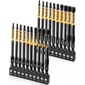 20 count 4" Hex Bit Set (Metric & SAE), High-Torque Resistant Impact Allen Wrench Bits,  S2 Steel 1/4" Hex-Shank,  CNC Tips for Drill & Driver