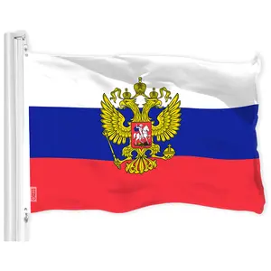 G128 Russia Russian Ensign Flag | 3x5 Ft | LiteWeave Pro Series Printed 150D Polyester | Country Flag, Indoor/Outdoor, Vibrant Colors, Brass Grommets, Thicker and More Durable Than 100D 75D Polyester