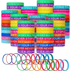 200 count Motivational Quote Rubber Wristbands Bulk Colored Inspirational  Bracelets Stretch Unisex Wristbands for Employee Appreciation Day Women Men Gifts, 20 Styles