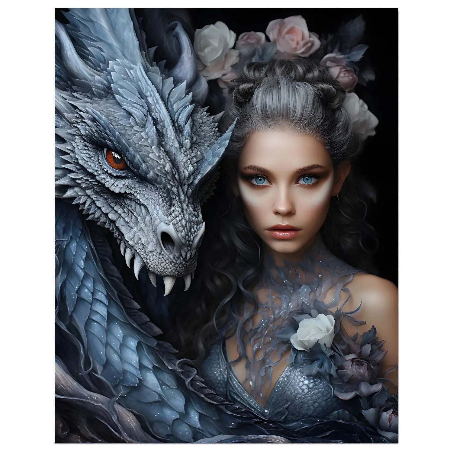 Dragon Princess Diamond Painting Kits for Adults, 5D DIY Diamond Art Kits for Beginners, Full Drill Diamond Painting Kits for Home Wall Decor, Crafts