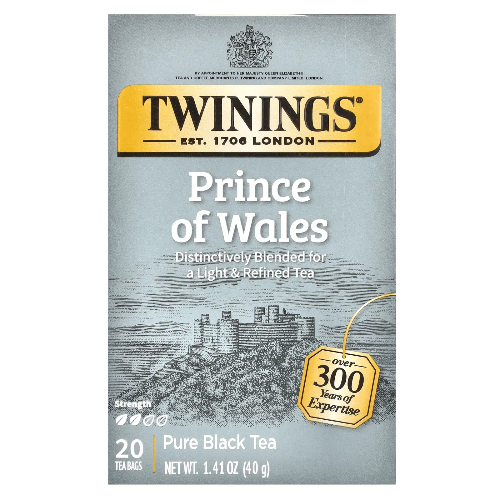 Twinings Pure Black Tea, Prince Of Wales, 20 Tea Bags, 1.41 oz (40 g)