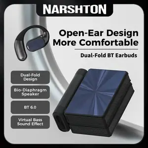 Narshton Open-Ear Mic Headset, Dual-Fold Design, Mic Noise Cancellation Headphones, 100H Long Battery Life Bluetooth 6.0 Wireless Earbuds, Touch Control,Sweatproof, for Running, Workout, Driving, Back to Schoolâ Gifts for Men & Women AC530 For Monster