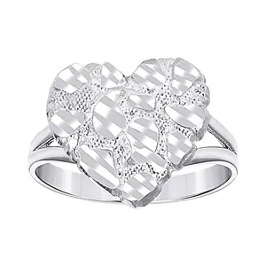 925 Sterling Silver Womens Love Heart Nugget Fashion Ring - Size 7 only - 13.5x2.5mm