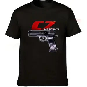 CZ 75 SP-01 Shadow Pistol Gun Enthusiast T-shirt, 180g Cotton Firearms Hobbyist Tee, Tactical Handgun Graphic Short Sleeve Shirt
