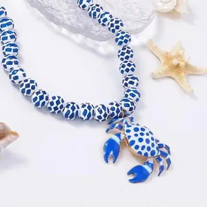 Women's Acrylic Red Crab Pendant Necklaces Pool Accessories Ocean Style Crab Hip Hop Necklace Pendant Party Jewelry Decor
