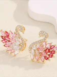A Pair of High-end Fashion Elegant Swan Colorful Earrings Trendy Jewelry Party Accessories Back-to-school Essential Fashion Items