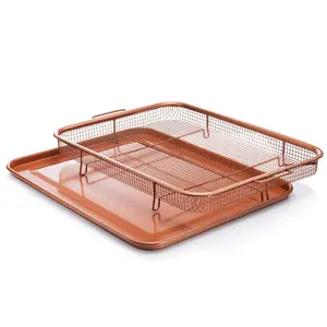 Crisper Tray & Basket – Ceramic Nonstick Oven Tray for Extra-Crispy Fries, Bacon, Chicken & Vegetables, Dishwasher Safe Crisper Tray & Basket – Ceramic Nonstick Oven Tray for Extra-Crispy Fries, Bacon, Chicken & Vegetables, Dishwasher Safe