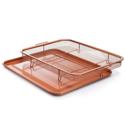 Crisper Tray & Basket – Ceramic Nonstick Oven Tray for Extra-Crispy Fries, Bacon, Chicken & Vegetables, Dishwasher Safe