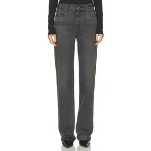 GRLFRND Bella Cinch Low Rise Boyfriend in Dark Cloud