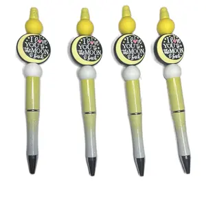Yellow and White "I Love You To The Moon And Back" Pens with Yellow Caps and Silver Tips
