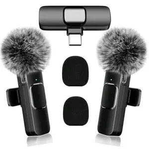 Wireless Collar-Clip Microphone, USB Rechargeable Wireless Microphone, Clip-on Lapel Mic for Video/Audio Recording, Professional Microphone for Smartphone, Lapel Microphone for Video Live Streaming, Audio Devices