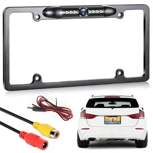 Wired Reverse Rear View Front & Backup Camera System, License Plate Frame for US CA Cars,170° Wide Angle Rear View Cam for Tractor/Truck/Excavator/Caravan/Skid Steer//Semi-Trailers,System Driving/Reversing Use