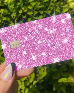 Sticker Ultra Bling Debit - Credit Card Skin Shiny Removable Cover Specially Bright Back Information, Protecting and Personalizing Bank Card - No Bubble, Slim, Waterproof Card Cover Pink