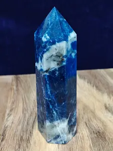 3.5" Natural Blue Sodalite Tower Blue Stone Statue for Mental Clarity, Truth, Third Eye Chakra | $16.00, Blue Stone Statues