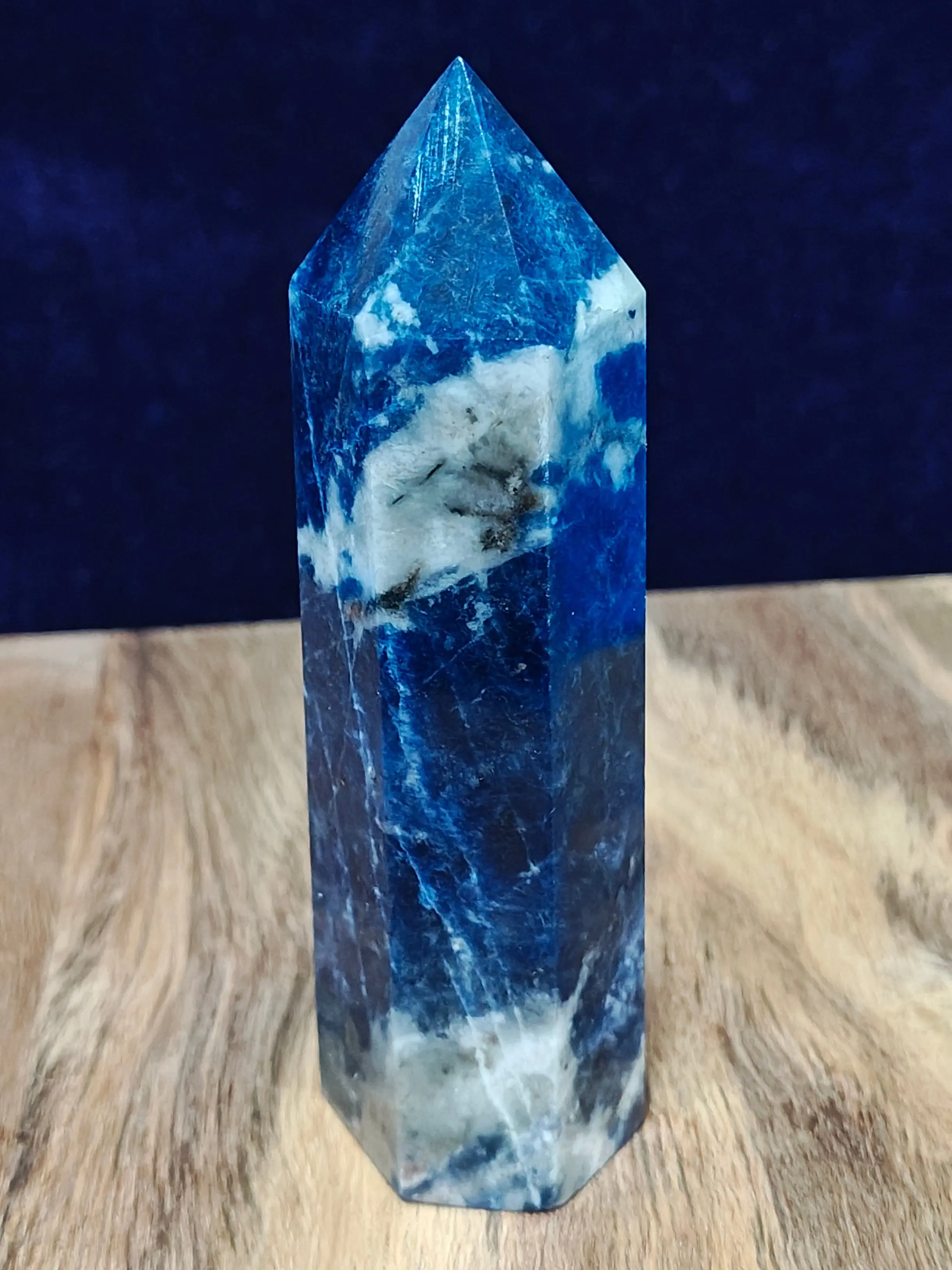 3.5" Natural Blue Sodalite Tower Blue Stone Statue for Mental Clarity, Truth, Third Eye Chakra | $16.00, Blue Stone Statues