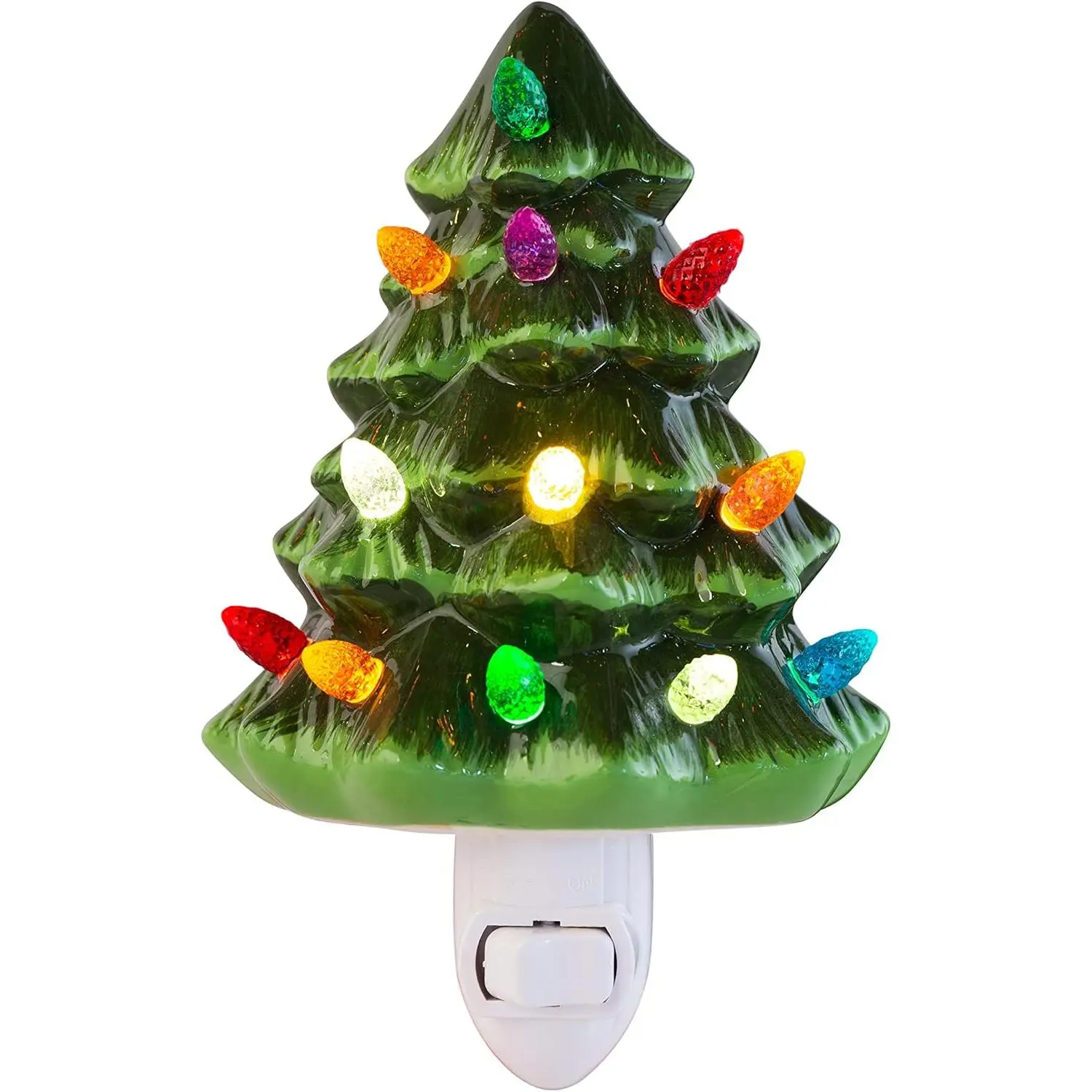 Christmas Tree Night Light - Plug in Ceramic  Night Light with LED Bulb