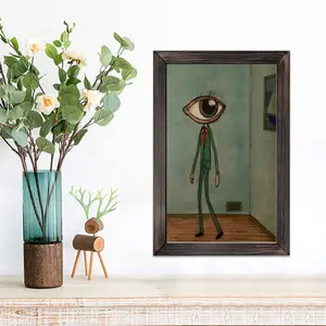 Big Eyed Gentleman Framed Wall Art - Wall Art, Canvas Print, Creative & Funny, Modern Minimalist Style - Ideal Gift for Art Lovers & Home Decor Enthusiasts