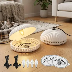 Home Flea Traps (4-Pack) — Indoor Flea Lamps & Electric Bed Bug/Insect Killers; Includes 8 Sticky Pads and 8 Replacement Bulbs; Utilizes Sticky Pad Refills for Natural, Physical Pest Control—Safe and Harmless for Children and Pets.
