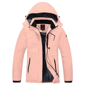 YSENTO Womens Waterproof Jacket Winter Warm Fleece with Hood Windproof Camping Hiking Coat