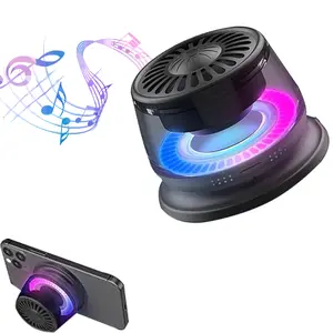 Magnetic mini Bluetooth speaker, 7-color vibrant LED lights, magnetic phone holder, high-quality stereo sound, suitable for listening to music and watching TV series, portable for outdoor travel, for use with iPhone, smartphones and Bluetooth speakers