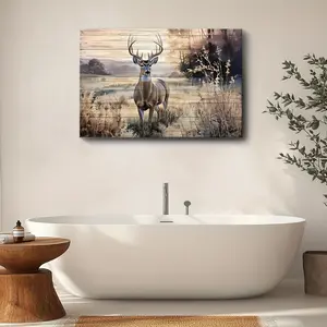 Artistic Frame for Home Decor - Deer in The Grasslands of The Forest - Canvas Print for Cabin Living Spaces, Bedrooms, And Offices